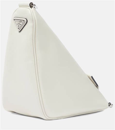 Borsa a spalla Prada Triangle in pelle in Bianco 